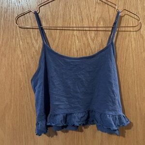 American Eagle Outfitters Blue Ruffled Crop Camisole